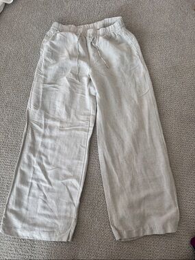 H&M Light Beige Wide Leg Linen Pants